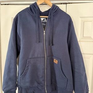 Wells Lamont Hoodie Zipper Jacket Insulated Quilted Large Mens Navy Blue